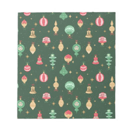 Vintage Weihnachtsschmuckmuster - Grün Notizblock