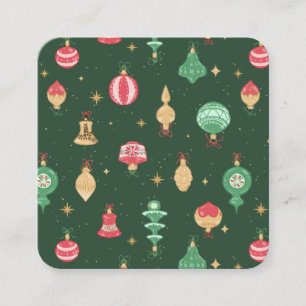 Vintage Weihnachtsschmuckmuster - Grün Quadratische Visitenkarte