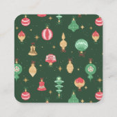 Vintage Weihnachtsschmuckmuster - Grün Quadratische Visitenkarte (Rückseite)