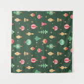 Vintage Weihnachtsschmuckmuster - Grün Wandteppich (Vorderseite (Horizontal))