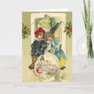 Vintage Weihnachtsschneeball-Karte Feiertagskarte