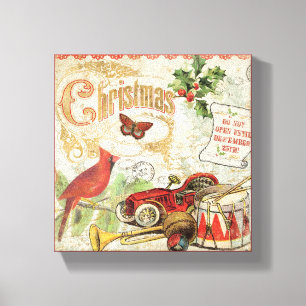 Vintage-Weihnachtsspielzeug Leinwanddruck
