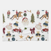 Vintage-Weihnachtsspielzeug-Muster  Geschirrtuch (Horizontal)