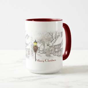 Vintage Weihnachtsstadt Kaffee Tasse