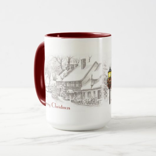 Vintage Weihnachtsstadt Kaffee Tasse (Vorderseite Links)