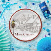 Vintage Weihnachtsstadt Teller (Party)