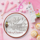 Vintage Weihnachtsstadt Teller (Party)