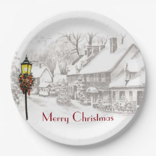Vintage Weihnachtsstadt Teller