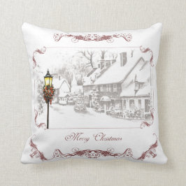 Vintage Weihnachtsstadt Viktorianisch Kissen