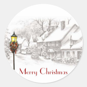 Vintage WeihnachtsStädteaufkleber Runder Aufkleber