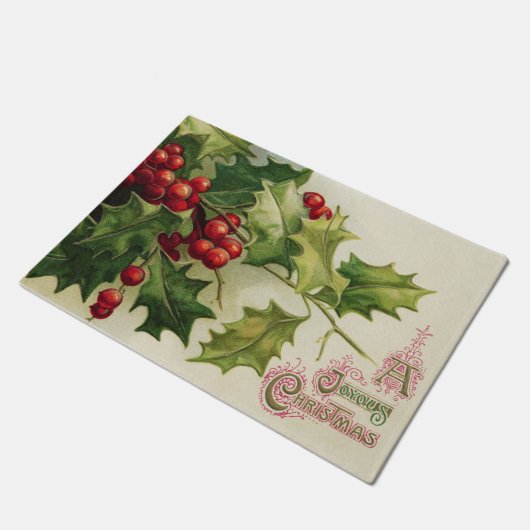 Vintage Weihnachtsstechpalme Feiertagsfußmatte Fußmatte (Schrägansicht)