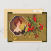 Vintage Weihnachtsstechpalmen-Postkarte Feiertagspostkarte (Vorne/Hinten)