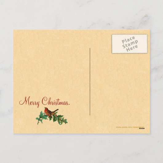 Vintage Weihnachtsstechpalmen-Postkarte Feiertagspostkarte (Rückseite)