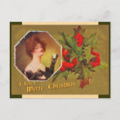 Vintage Weihnachtsstechpalmen-Postkarte Feiertagspostkarte (Vorderseite)