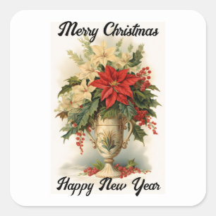 Vintage-Weihnachtsstern-Feiertags-Aufkleber Quadratischer Aufkleber