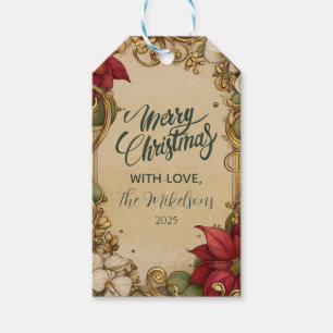 Vintage Weihnachtsstern Gold-Schriftrolle Weihnach Geschenkanhänger