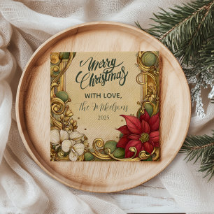 Vintage Weihnachtsstern Gold-Schriftrolle Weihnach Serviette