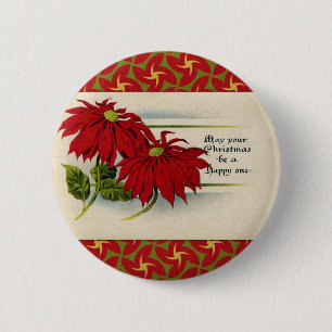 Vintage Weihnachtsstern Grußkarte Button