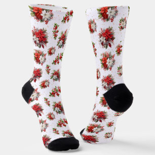 Vintage-Weihnachtssterne und Stechpalmen Weihnacht Socken