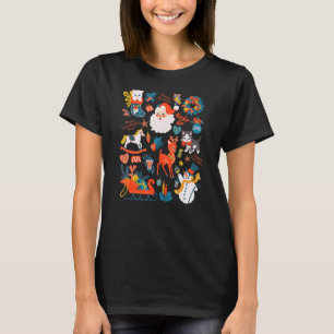 Vintage Weihnachtsstimmung Santa Schneemann Xmas S T-Shirt