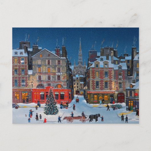 Vintage Weihnachtsstraße Postkarte (Vorderseite)