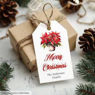Vintage-Weihnachtsstrauß-Wasserfarben-Feiertags-Ta Geschenkanhänger
