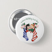 Vintage-Weihnachtsstrümpfe mit süßen Kindern Button (Vorne & Hinten)