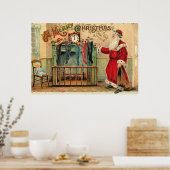 Vintage-Weihnachtsstrumpfposter Poster (Küche)