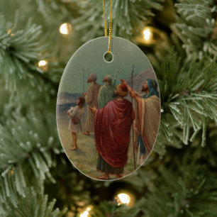 Vintage Weihnachtsszene-Ornament Keramikornament