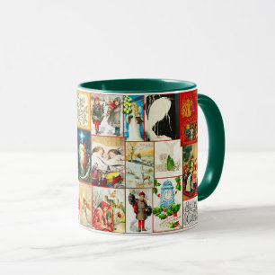 Vintage-Weihnachtsszenen und Themen Collage Tasse