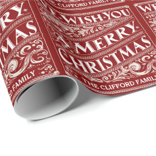 VINTAGE WEIHNACHTStafel-PERSONALISIERTE VERPACKUNG Geschenkpapier