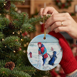 Vintage Weihnachtstag Personalisieren Keramik Ornament
