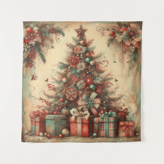 Vintage-Weihnachtsteppich Wandteppich (Vorderseite)