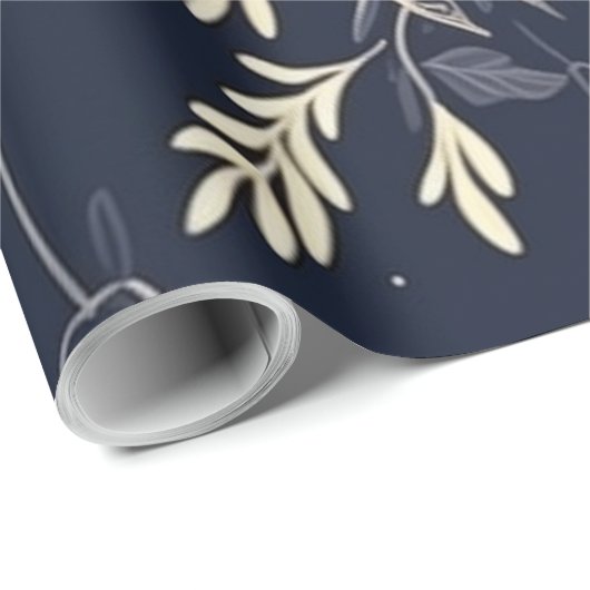 Vintage Weihnachtstheam Muster grau Geschenkpapier (Rolleneckpunkt)