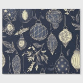 Vintage Weihnachtstheam Muster grau Geschenkpapier (Flach)