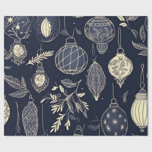 Vintage Weihnachtstheam Muster grau Geschenkpapier (Flach)