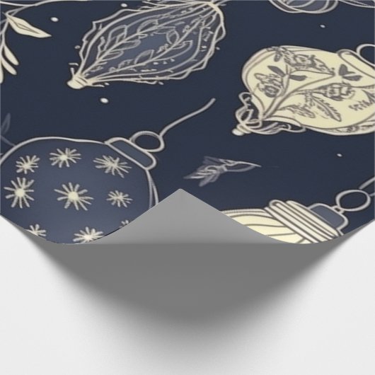 Vintage Weihnachtstheam Muster grau Geschenkpapier (Ecke)