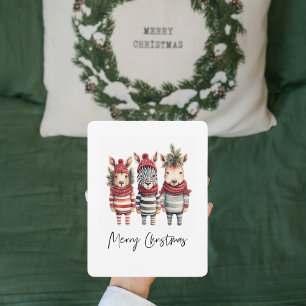 Vintage Weihnachtstiere in Aquarellen Feiertagskarte