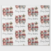 Vintage Weihnachtstiere in Aquarellen Geschenkpapier (Flach)