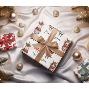 Vintage Weihnachtstiere in Aquarellen Geschenkpapier Set