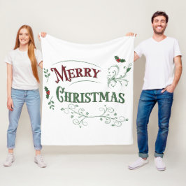 Vintage-Weihnachtstypografie Fleecedecke