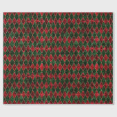Vintage WeihnachtsVelvet Rot und Grün Diamant Geschenkpapier (Flach)
