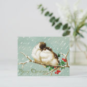 Vintage Weihnachtsvögel fröhlich Retro Postkarte (Stehend Vorderseite)