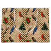 Vintage Weihnachtsvögel Große Geschenktüte (Vorderseite)