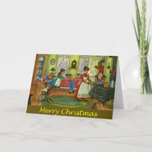 Vintage Weihnachtsvolkskunst-Gruß-Karte Feiertagskarte