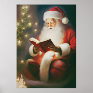 Vintage-Weihnachtswandkunst liest Santa Poster