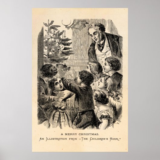 Vintage Weihnachtswelt Viktorianische Kinder von B Poster (Vorne)