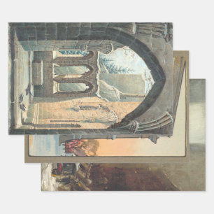 Vintage Weihnachtswrapping Paper WINTER RUINS, NY Geschenkpapier Set