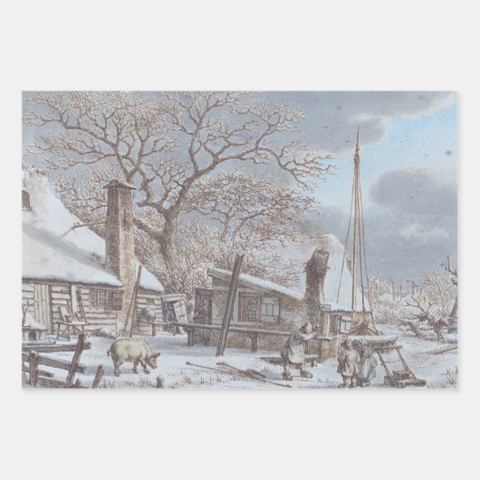 Vintage Weihnachtswrapping Papier WINTER LAND (Vorderseite 3)