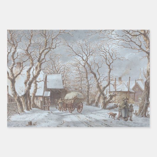 Vintage Weihnachtswrapping Papier WINTER LAND (Vorderseite)
